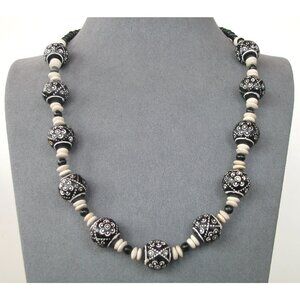 Wood Necklace Made of Ebony Wood Beads.  24" length